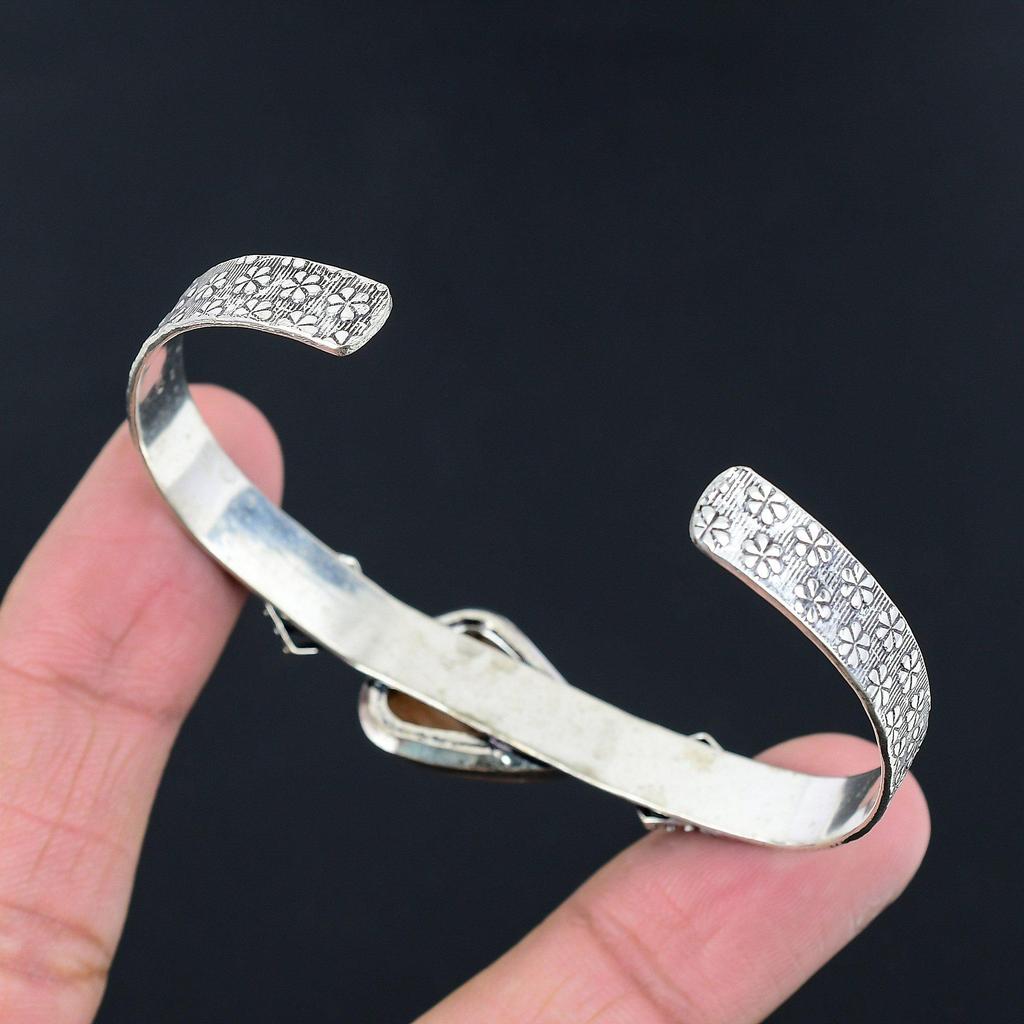 Natural Orange Aventurine Sterling Silver Anniversary Wife Boho Bangle Bracelet
