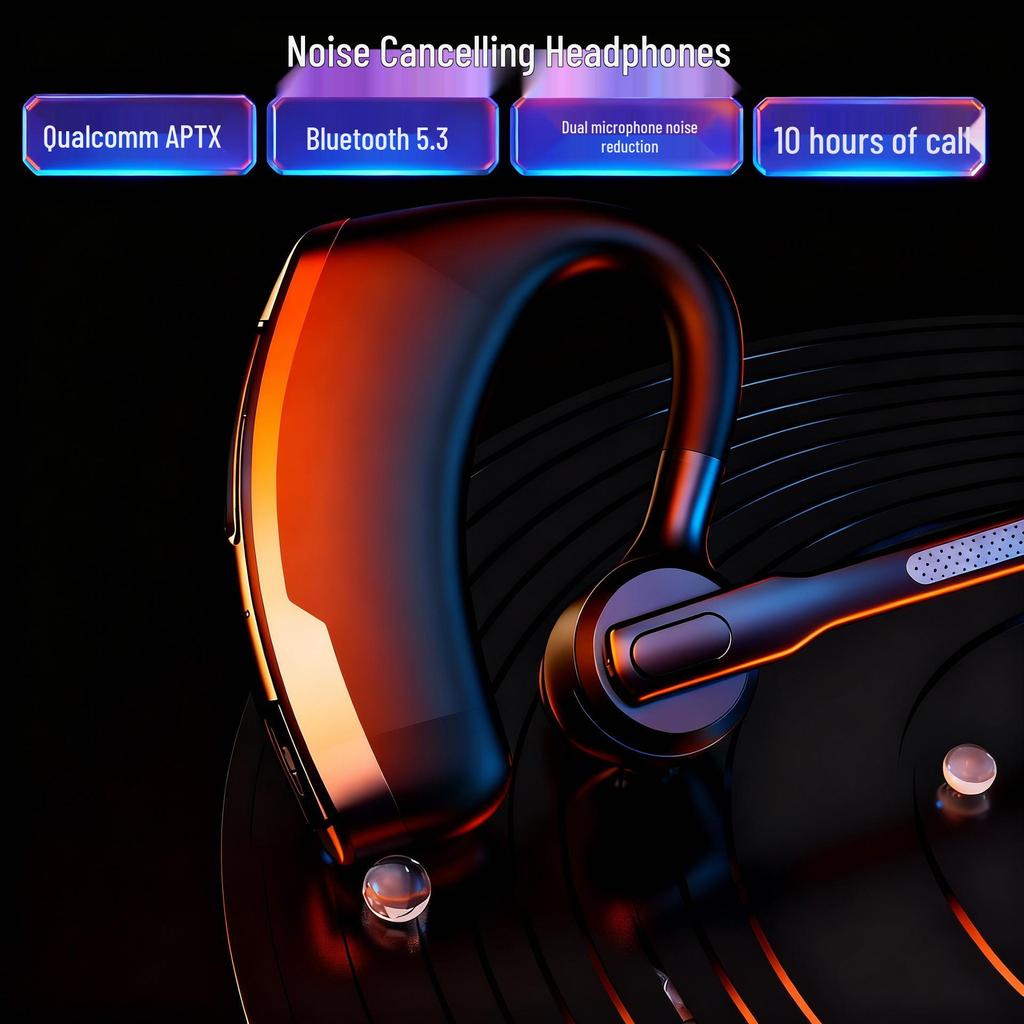 Qualcomm Bluetooth Single-Ear Business Earphone with Dual Mic Noise Cancelling and Long Battery Life