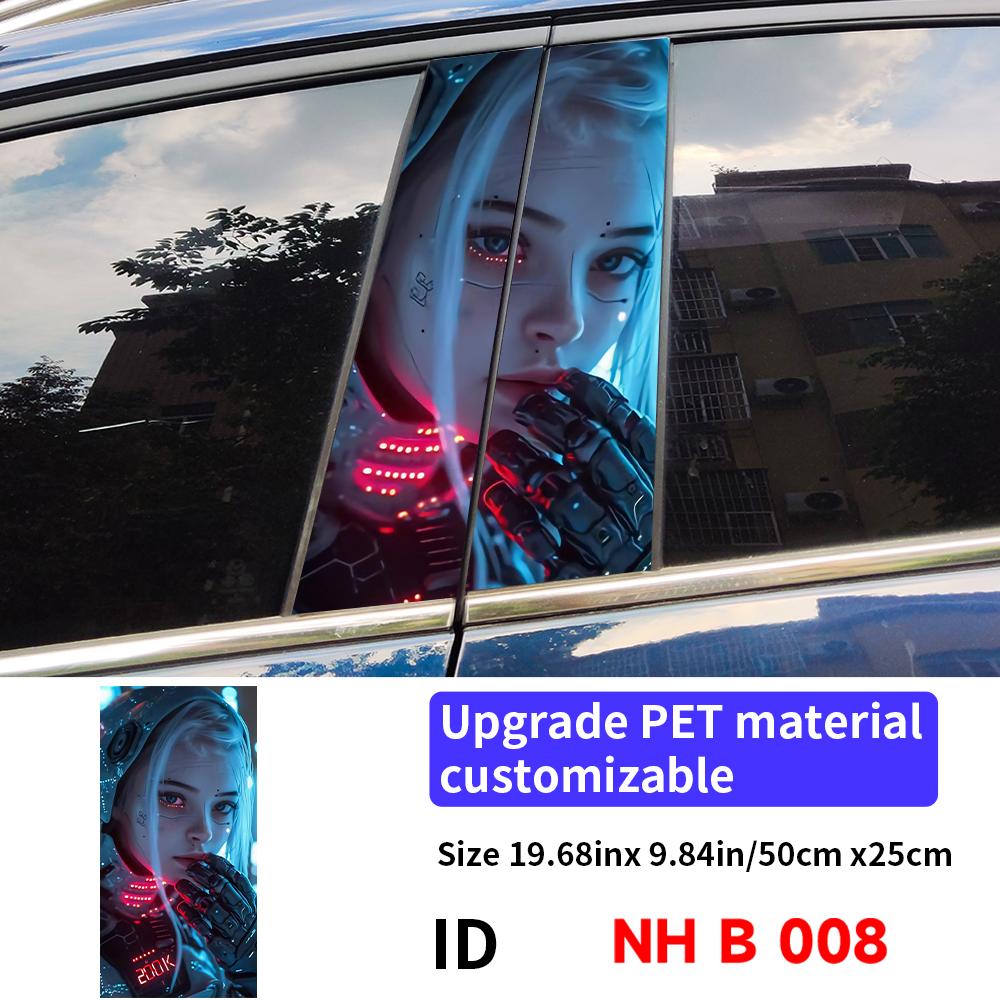 Cyberpunk Girl Car Stickers Waterproof DIY Auto B-pillar Protective Decor Cover Scratches Universal Vehicle Decals Accessories