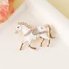 LATS Classic Rhinestone Saddle Horse Brooches for Women Zodiac Animal Lapel Pins Casual Party Accessories New Year Gifts Friends