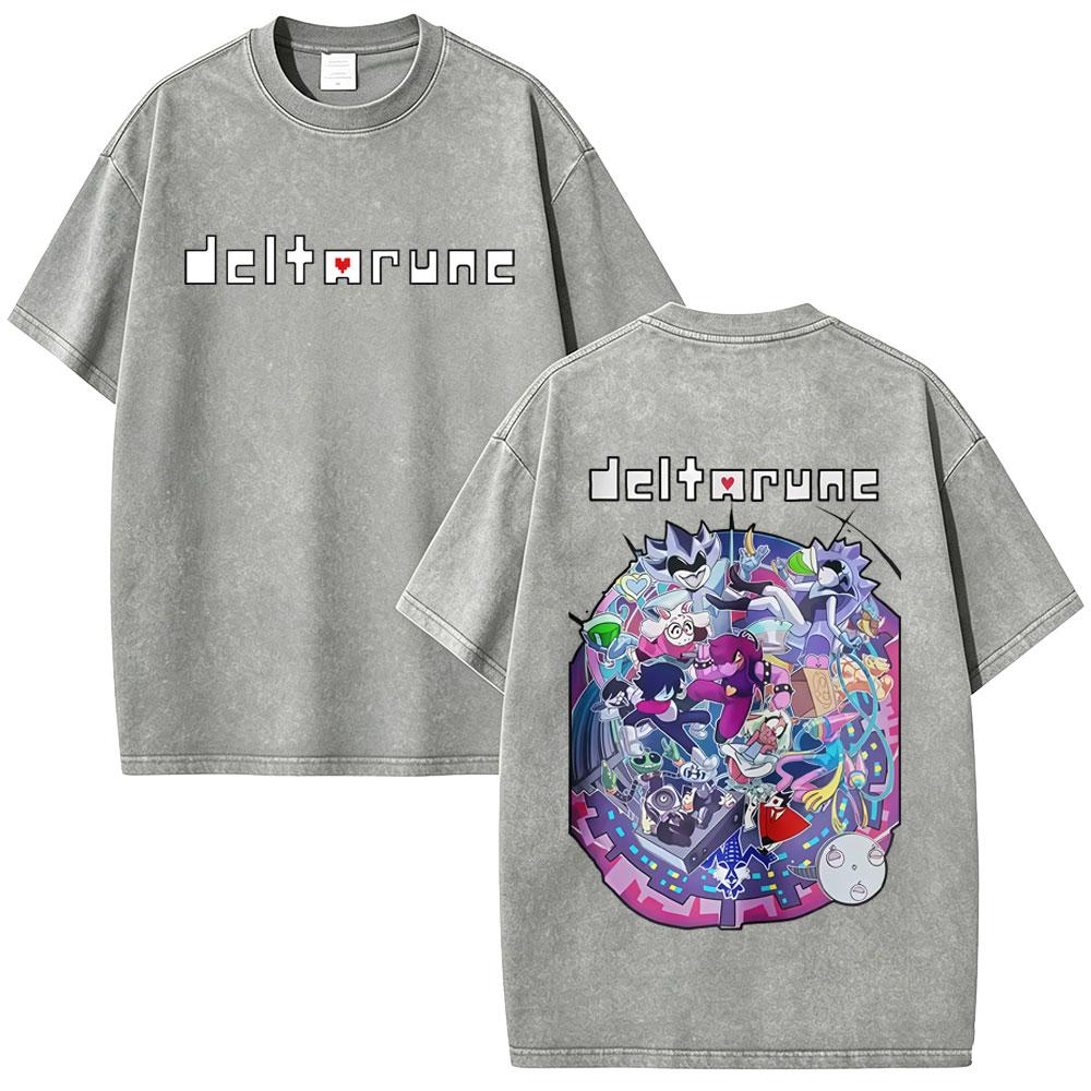 Washed Vintage Game Deltarune Susie Kris Ralsei Funny Graphic Tshirt Men Women Casual Humor Oversized T Shirts Otaku Lover Gift