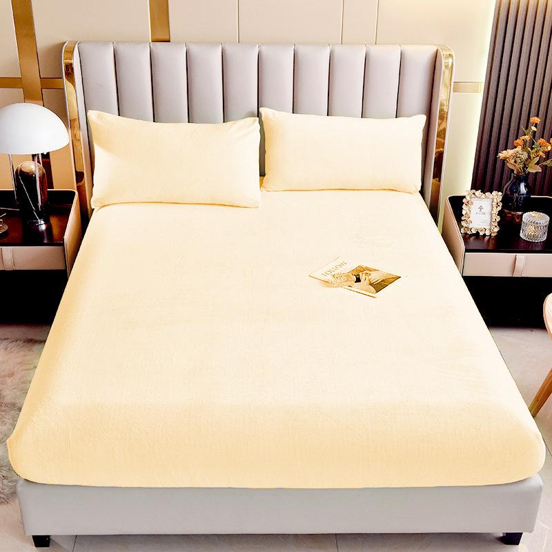 Solid Colour Soft Warm Thick Velvet Fitted Fitted Sheet Non Slip Mattress Cover Adjustable Protector Soft Bed Sheet with Elastic