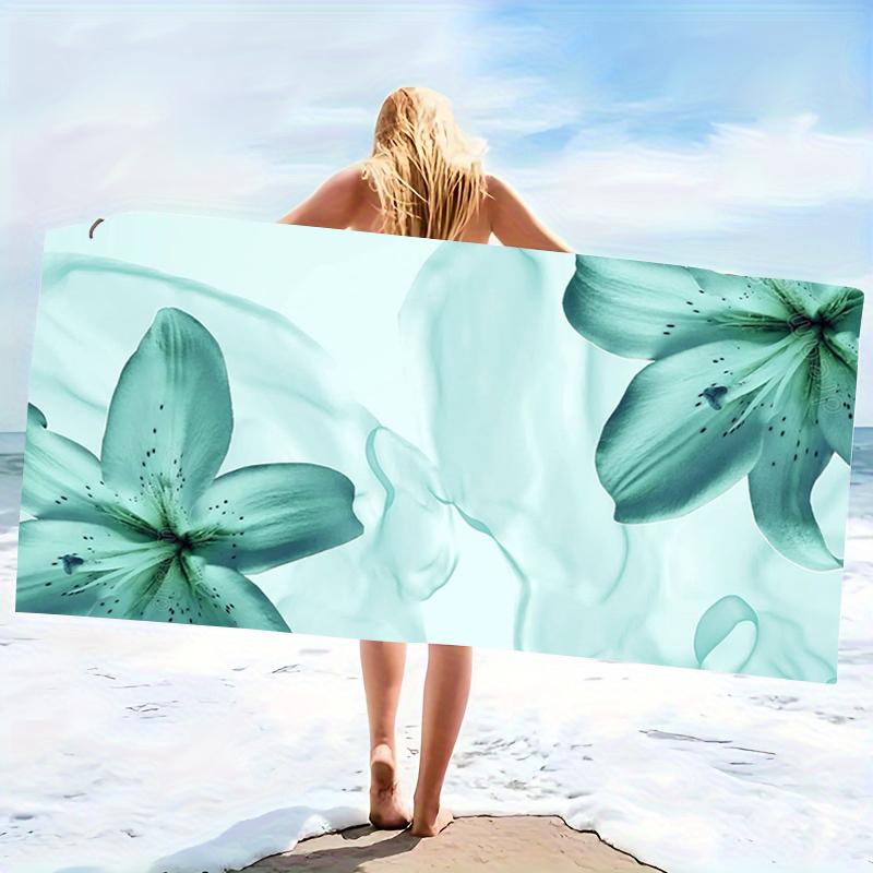 Tropical Print Beach Towel Floral Pattern Oversized Microfiber Quick Dry Sand Free Summer Vacation Pool Travel Boho Gift For Her