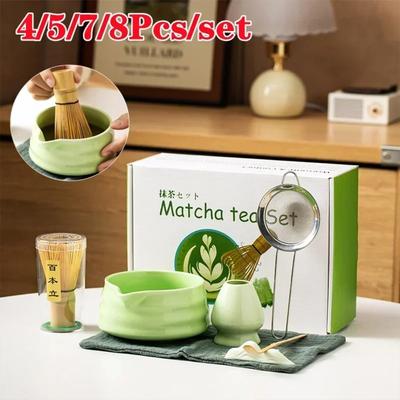 Japanese Matcha Teaware Set Safe Bamboo Whisk Teaspoon Ceramic Bowl Tea Sets Traditional DIY Matcha Tea-making Tools Accessories