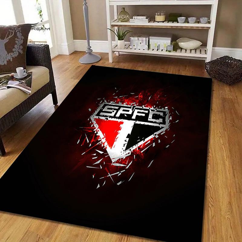 Sao Paulo FC Flannel Pattern Square Carpet,Area Rug,Carpet Rug for Living Room Bedroom Sofa Playroom Decor,Non-slip Floor Mat