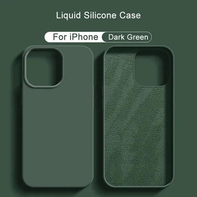 Liquid Silicone Case For iPhone 11 13 12 14 15 Pro Max Phone Cases For iPhone 14 15 Plus Shockproof Soft Back Cover Accessories