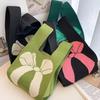 Women's Large Capacity Cartoon Knit Tote Bag with Bow