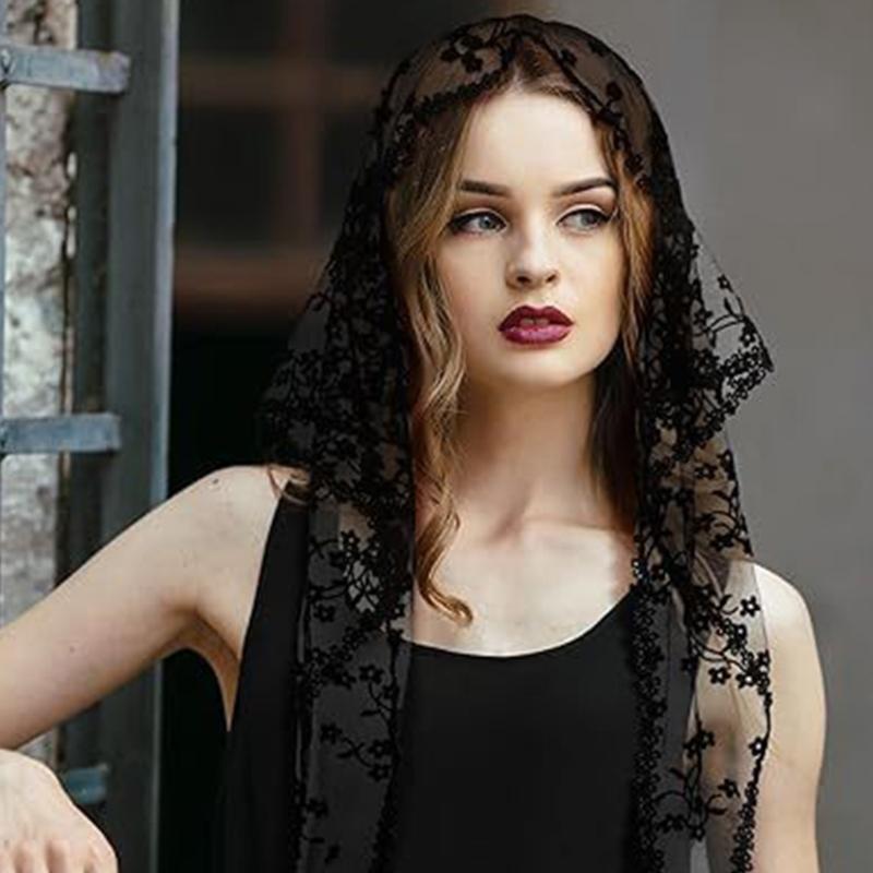 Elegant Lace Triangular Scarf for Women and Girl Breathable Tulle Bandana Comfortable Headwear for Daily and Special Wear