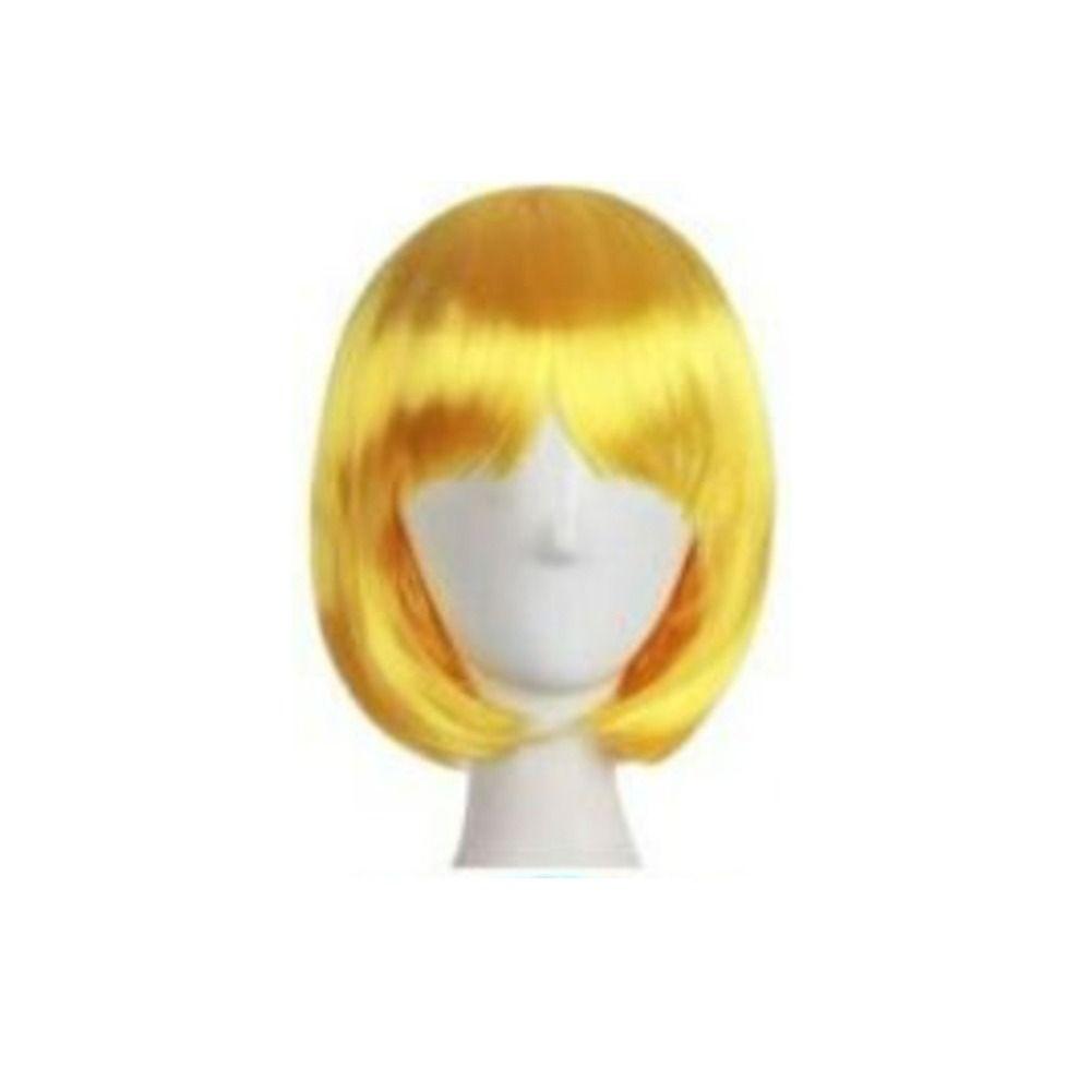Lady Wig Women s Short Straight Bangs Full Hair Wigs Cosplay Party Hair Bob Wig Multiple Color Synthetic Hair жёлтый