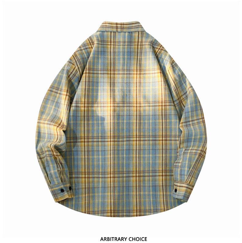 Men's Striped Plaid Long-Sleeve Shirt Jacket - Japanese Fashion, Hong Kong Style, Ideal for Spring and Autumn