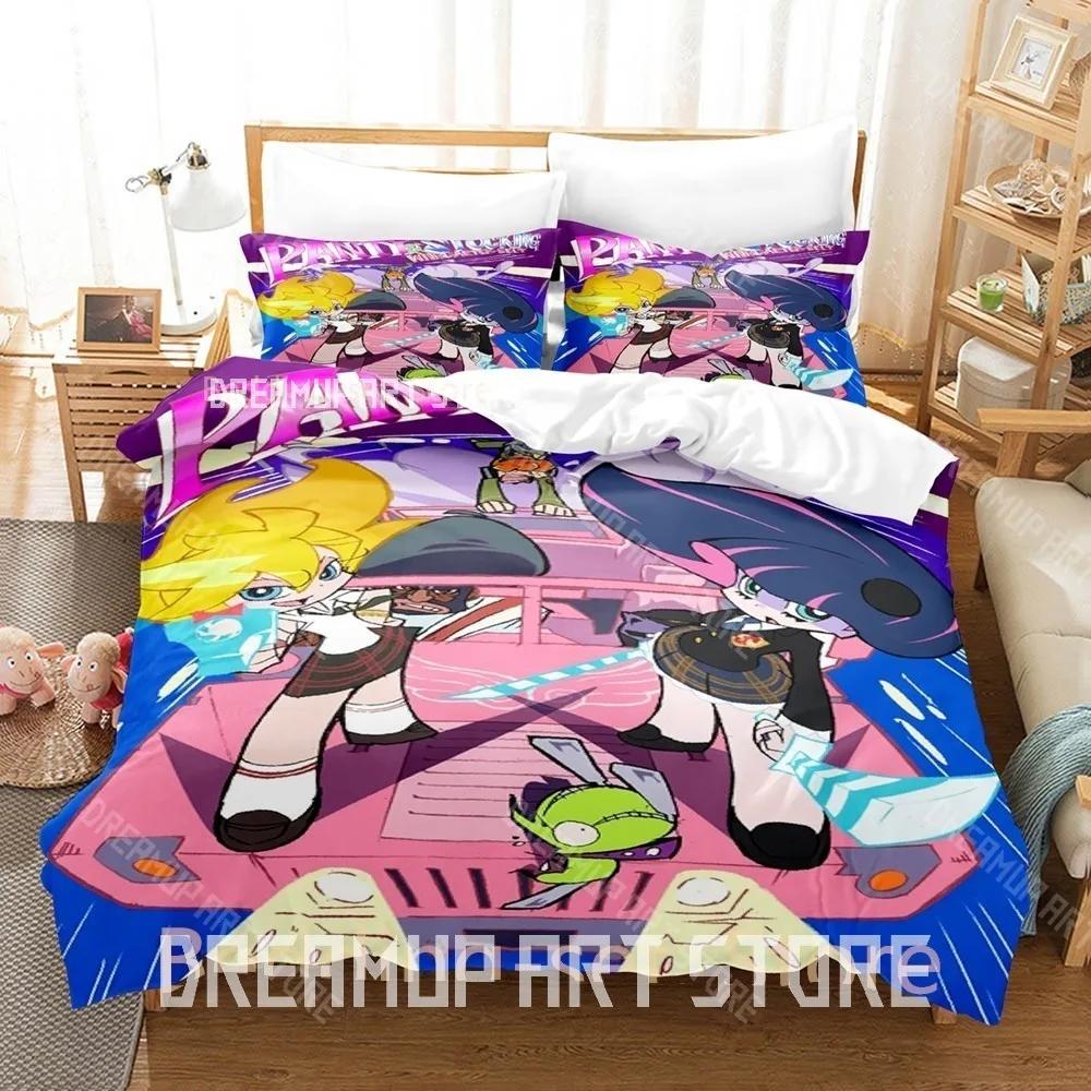 3D Print Panty And Stocking Bedding Set Single Twin Full Queen King Size Bed Set Adult Kid Bedroom Duvetcover Sets Anime Be