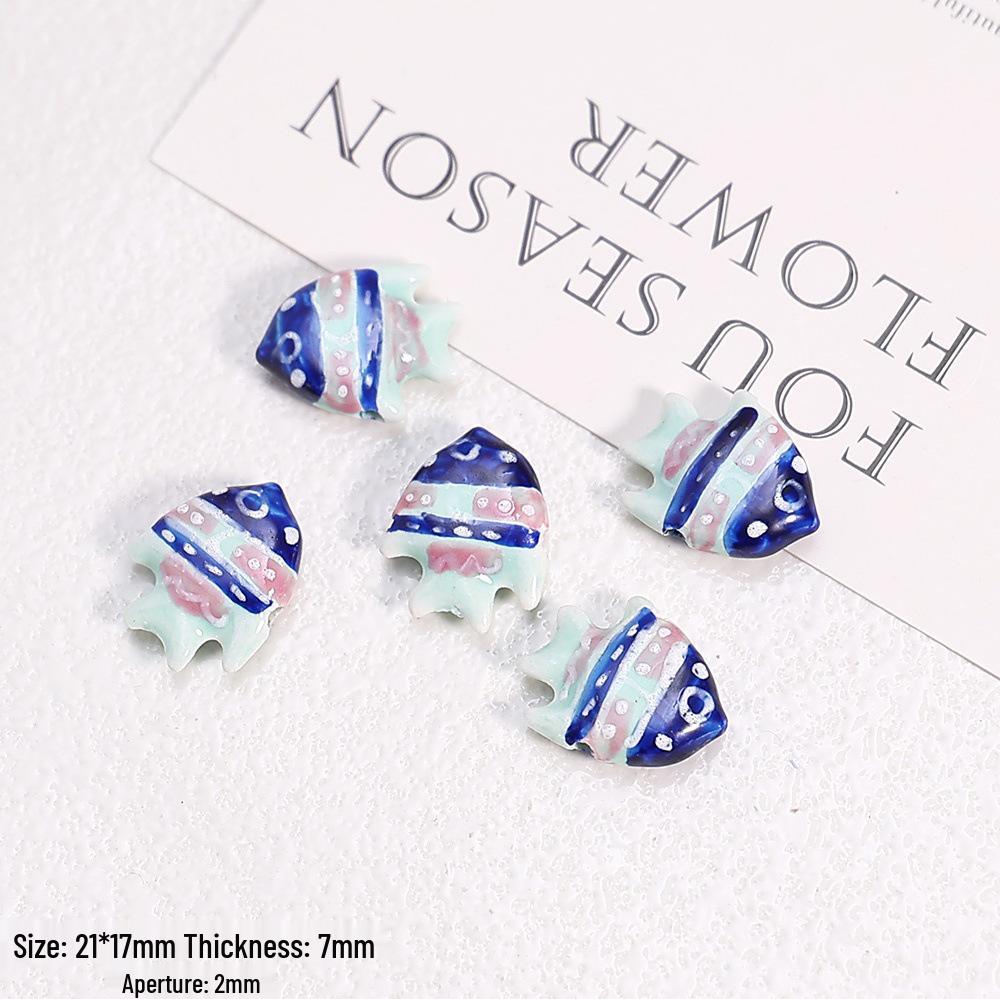 Hand-Painted Ocean Ceramic Beads: Tropical Fish, Starfish, and Seashell Shapes for DIY Jewelry
