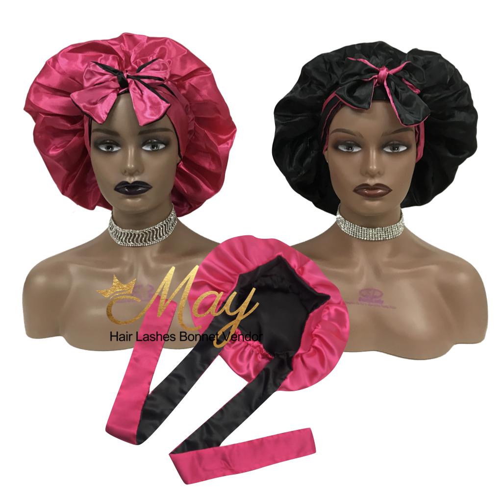 Luxury Silk Women Bonnet with Long Head Tie Hairbands Designer Hair Bonnets Satin Bonnet