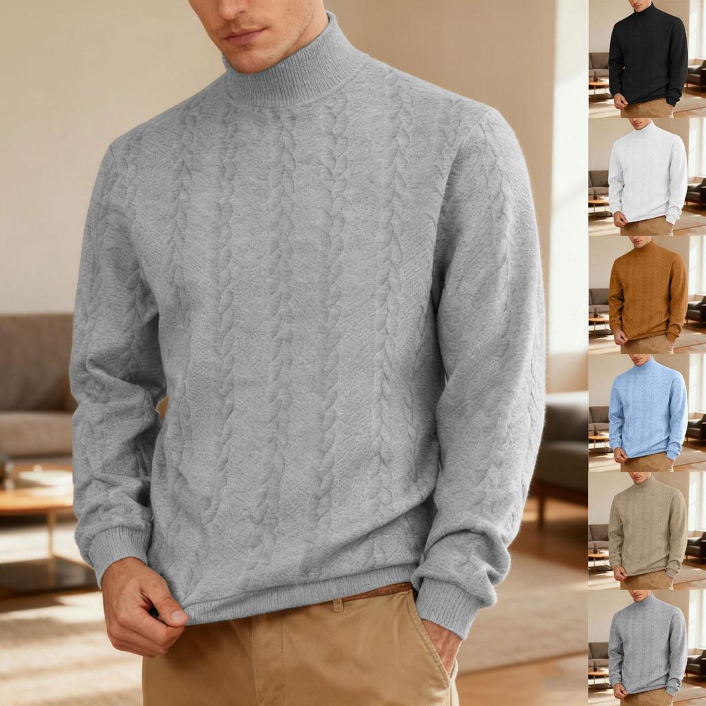 New Arrival Plus Size Men's High-Neck Sweatshirt Heavyweight Textured Jacquard Casual Thermal Sweatshirt