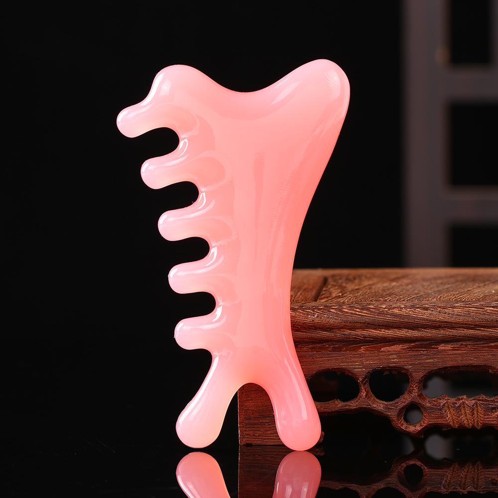 Resin Multifunctional Four-in-One Gua Sha and Massage Comb - Sandalwood Facial and Head Therapy Tool