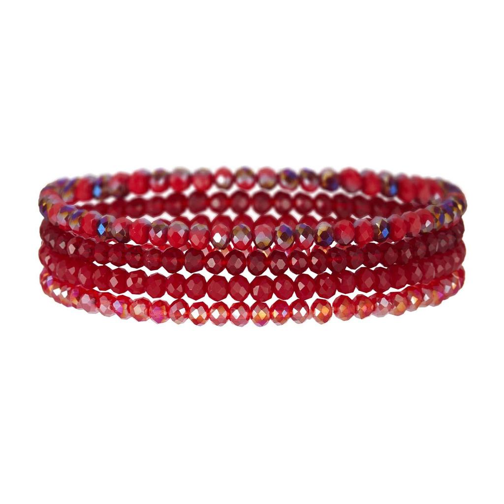4 Pieces Set Faceted Glass Beads Stretch Bracelet For Women Men Crystal Beads Multi Color Elastic Rope Bracelet Handmade Jewelry