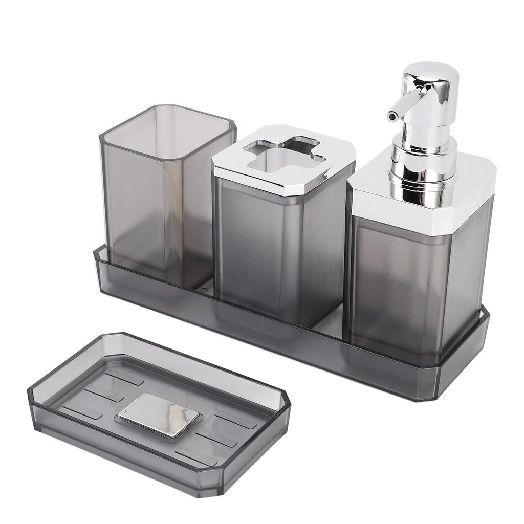 Bathroom Accessories Set Bath Ensemble Set with Toothbrush Holder Cup Lotion Bottles Soap Dish Tray