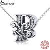 BAMOER Genuine 925 Sterling Silver Letter P Alphabet Beads Charms Fit Charm Bracelets & Bangles DIY