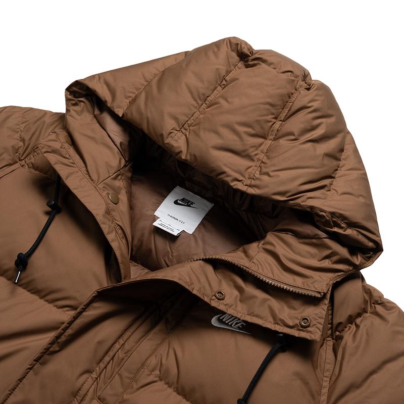 Nike Water-Resistant Hooded Duck Down Outdoor Warm Casual Jacket Men Jacket Mousse-Forest-Brown IB2974-235