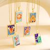 Necklace European and American Twelve Constellations Dripping Oil Relief Square Brand Necklace Female Niche Simple and Versatile Autumn and Winter