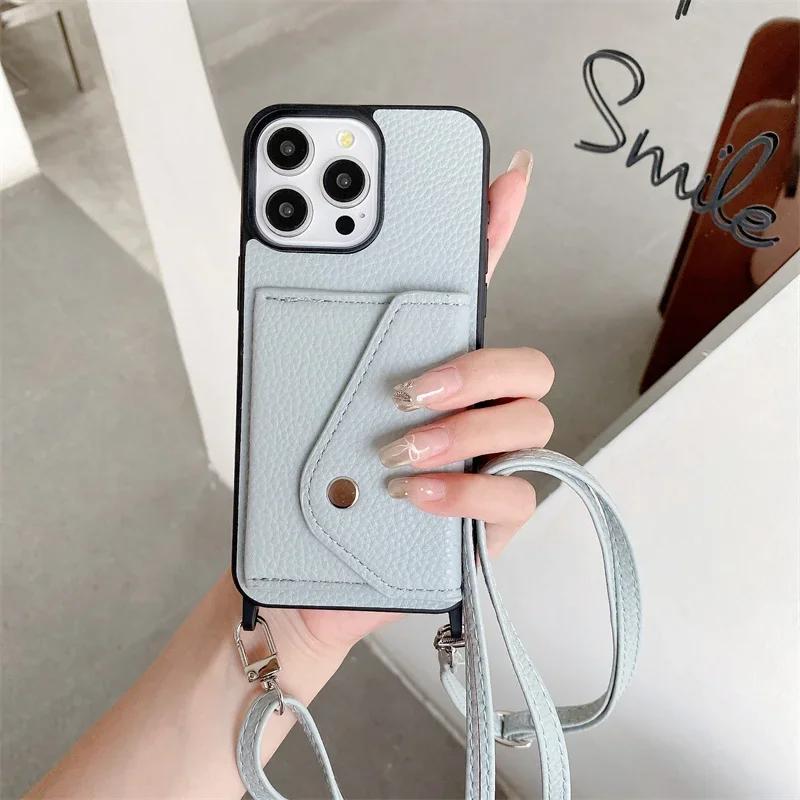 Crossbody Wallet with Card Holder Phone Case for IPhone 13 12 Mini 17 Air 16 15 Plus 14 11 Pro Max Pu Leather Protective Cover
