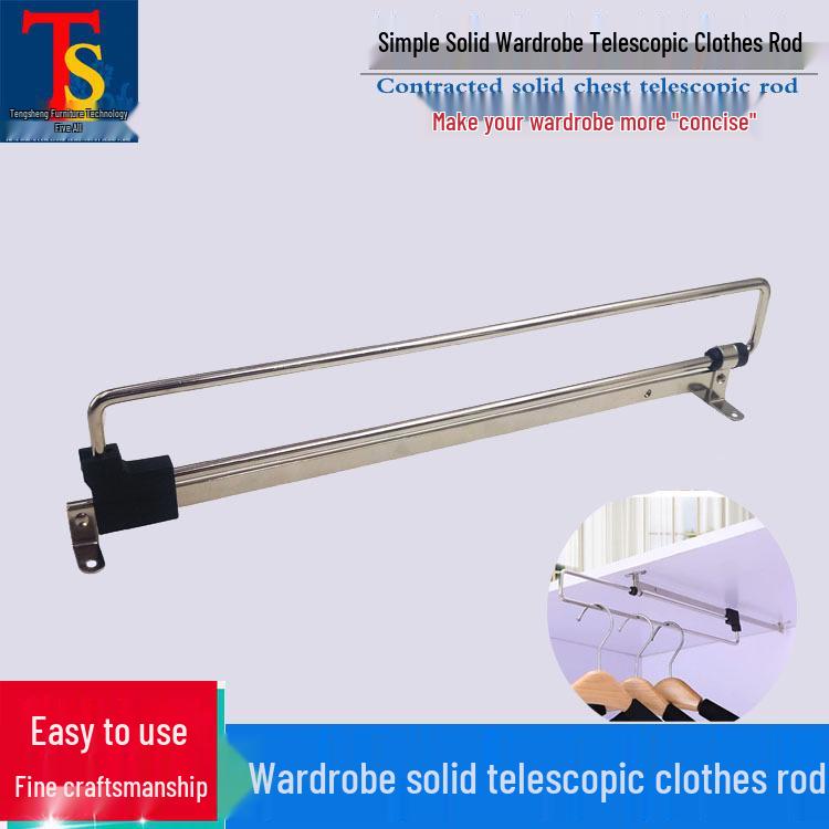 Retractable Top-Mount Wardrobe Clothes Rod and Hanger System
