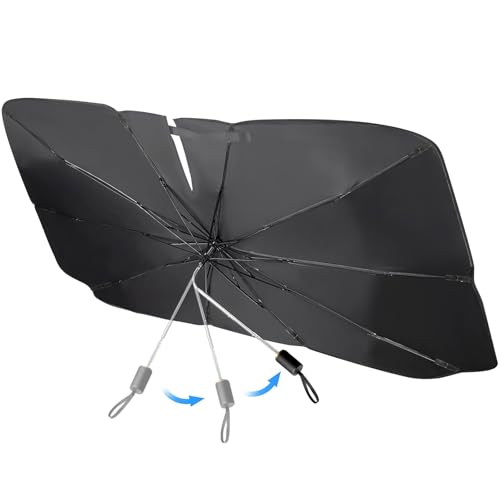 Gegoup Car Sunshade, Foldable Umbrella-Style Car Front Sunshade, Blackout Sunshade, Heat Blocking, UV Protection, Car Accessories, Heat Protection, Ea