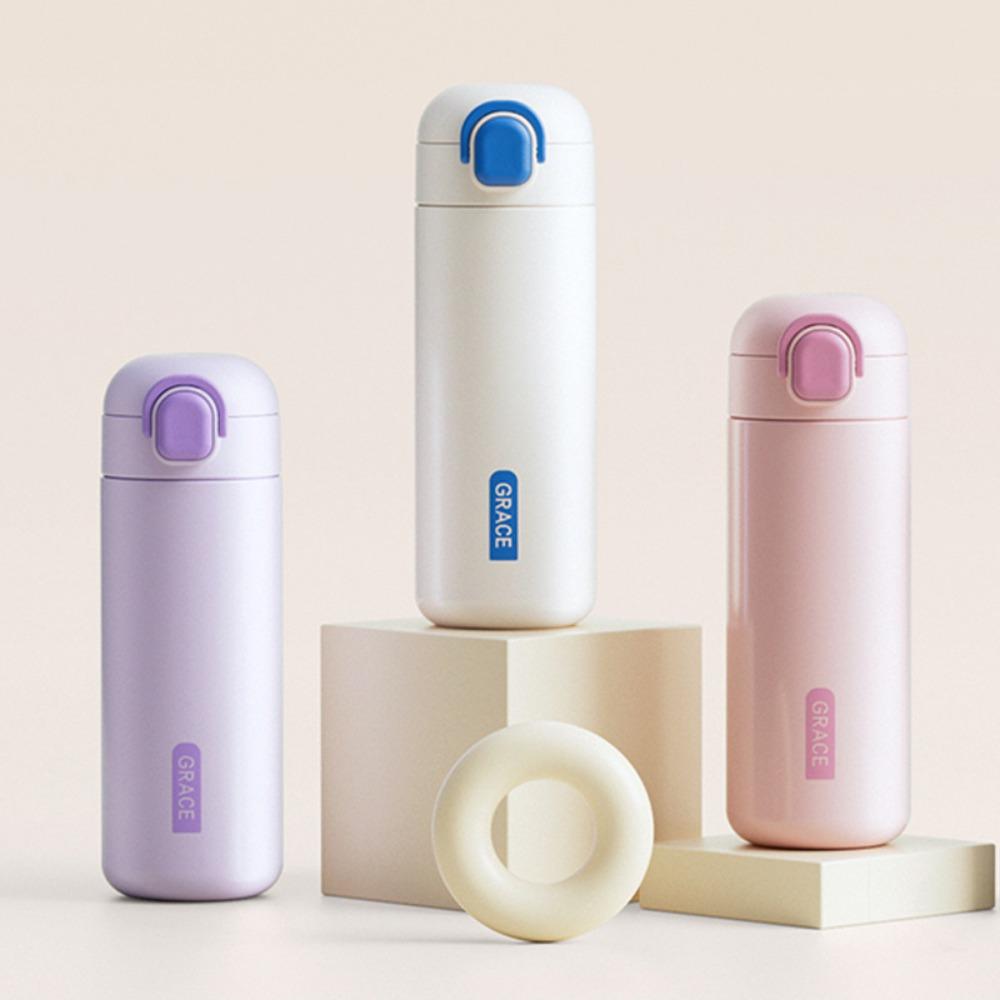 

with Straw Thermos Bottle Cute Insulated Cup Stainless Steel Vacuum Flask Girls чёрный