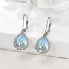 Huitan Lotus Settings Pear Imitation Opal Earrings for Women Aesthetic Wedding Anniversary Party Female Earrings Fashion Jewelry