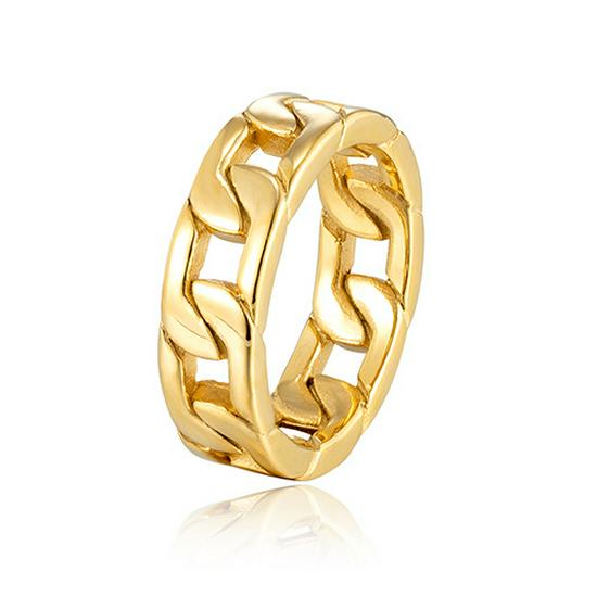 Fashionable Men's Hip-Hop Titanium Steel Cuban Chain Ring