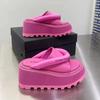 Fashion Women Slippers Summer Wedges Round Toe Women's Sandals Black Pink High Heels Platform Dress Women Flip-flops Zapatillas De Mujer