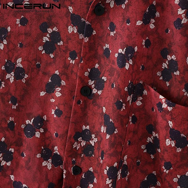 INCERUN Plus Size Men Lapel Neck Short Sleeve Printing Buttons Casual Shirts