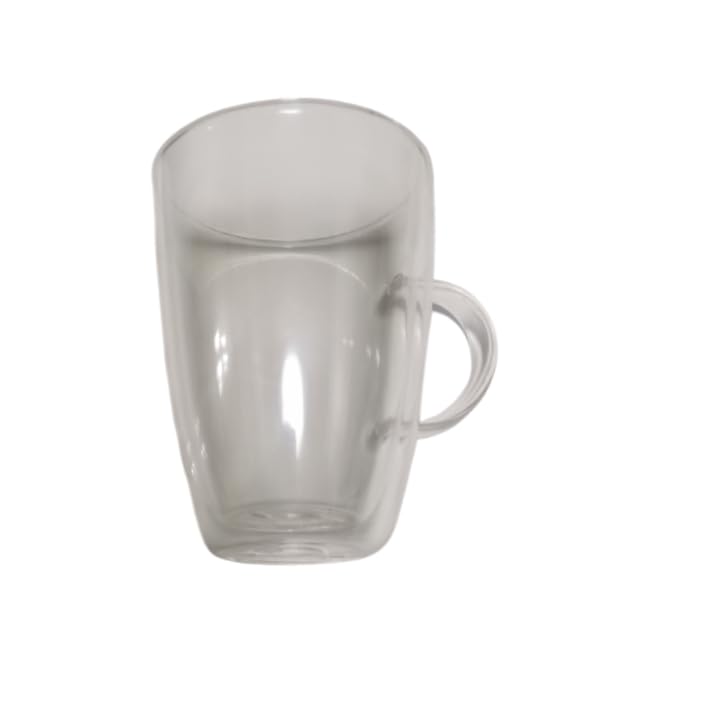 Cană dublă din sticlă, ușoară, mare, fabricată din sticlă transparentă, rezistentă la mașina de spălat vase, pentru cuptorul cu microunde, 1 bucată, sticlă rezistentă la căldură, mâner, sigură, VX-MG3