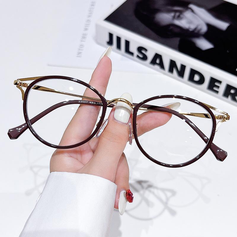 Anti Blue Light Nearsighted Glasses for Women Men Vintage Metal Frame Myopia Prescription Eyeglasses