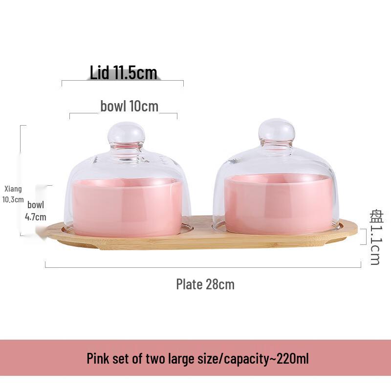 ZISIZ Ceramic Dessert Bowl Set with Glass Lid