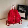 Solid color retro backpack women's 2025 new fashion travel leisure backpack double pocket college bag