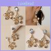 Flower Metallic Gold Earrings With Decorative Stones For Fashion And Celebration