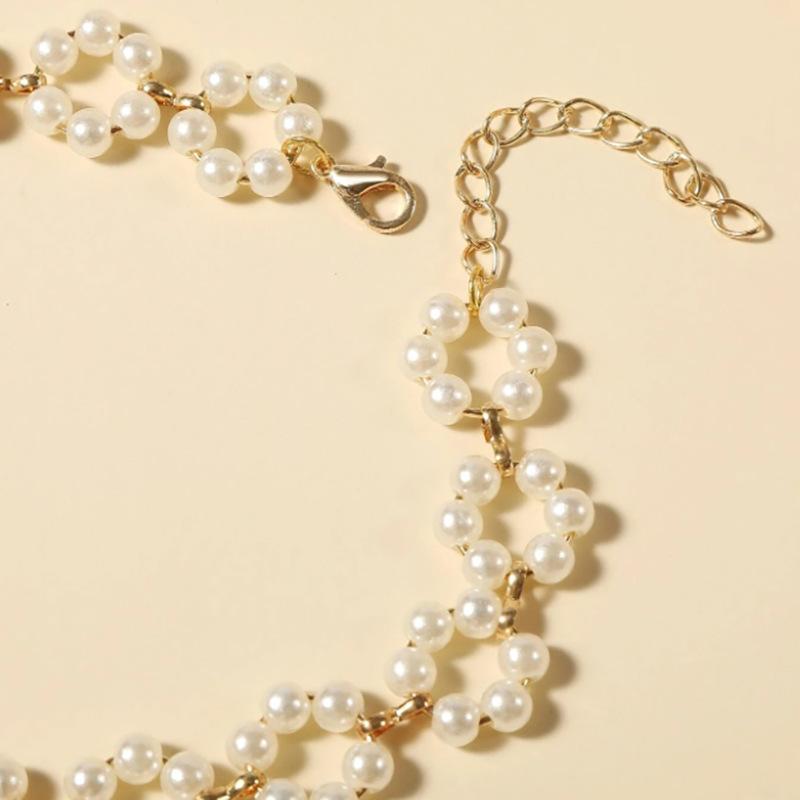 1PC European and American New Creative Retro Simple Pearl Necklace Women's Light Luxury Exquisite Collarbone Chain Ins Wind Neck Chain Tide
