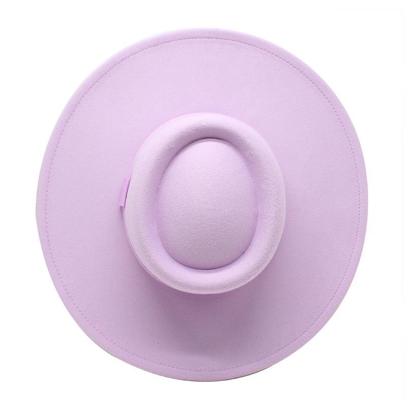 Popular European and American Simple Wool.cm Brim Men's and Women's Autumn and Winter Warm Outdoor Oval Ring Top Hat
