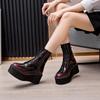 Damen Stiefeletten Retro Schnürstiefel High Heels Damen Kurze Stiefel Übergröße Rutschfest Arbeit Damenschuhe