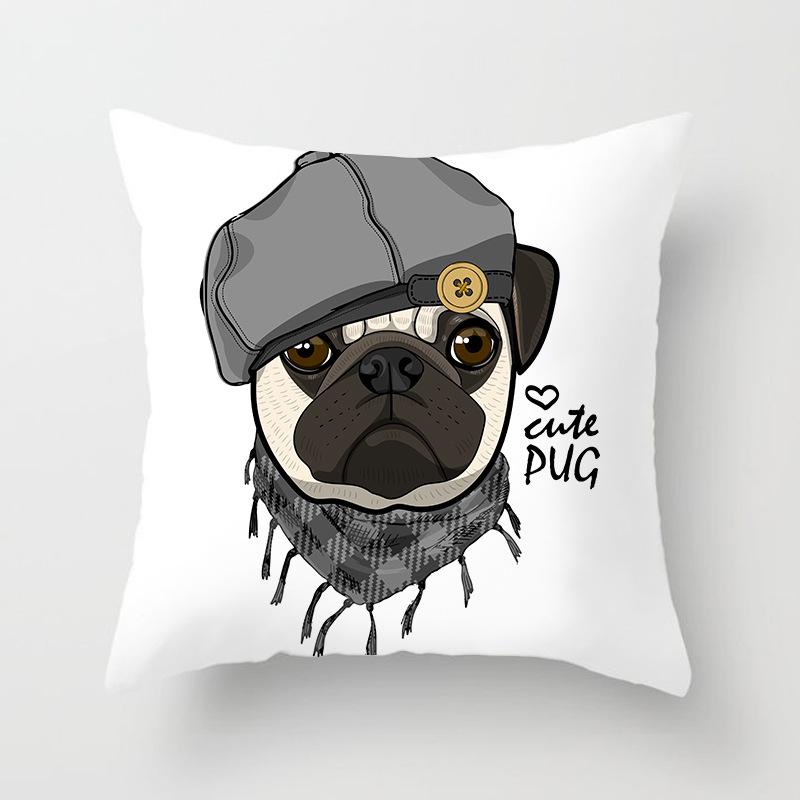 45x45cm New Cartoon Dog Fighting Series Pillowcase Sofa Office Seat Car Cushion Cover Creative Ornament Home Decoration