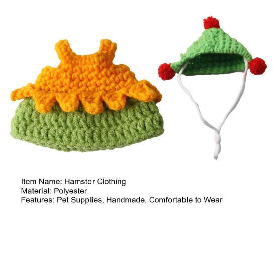 1 Set Abbigliamento per Criceti Cappello a Maglia con Cinturino Regolabile Top all'Uncinetto Costume per Criceti Porcellini d'India Piccoli Animali Accessori Pet