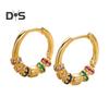 1 Pair Women Huggie Earrings Polished Colorful Flower Cubic Zirconia Small Ear Hoop Lightweight Metal Ear Jewelry for Daily Wear Dating Party