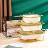 Luxury Ceramic Tableware Set: Rectangular Baking Pan, Casserole Stand, Candle-Heated Soup & Dry Pot