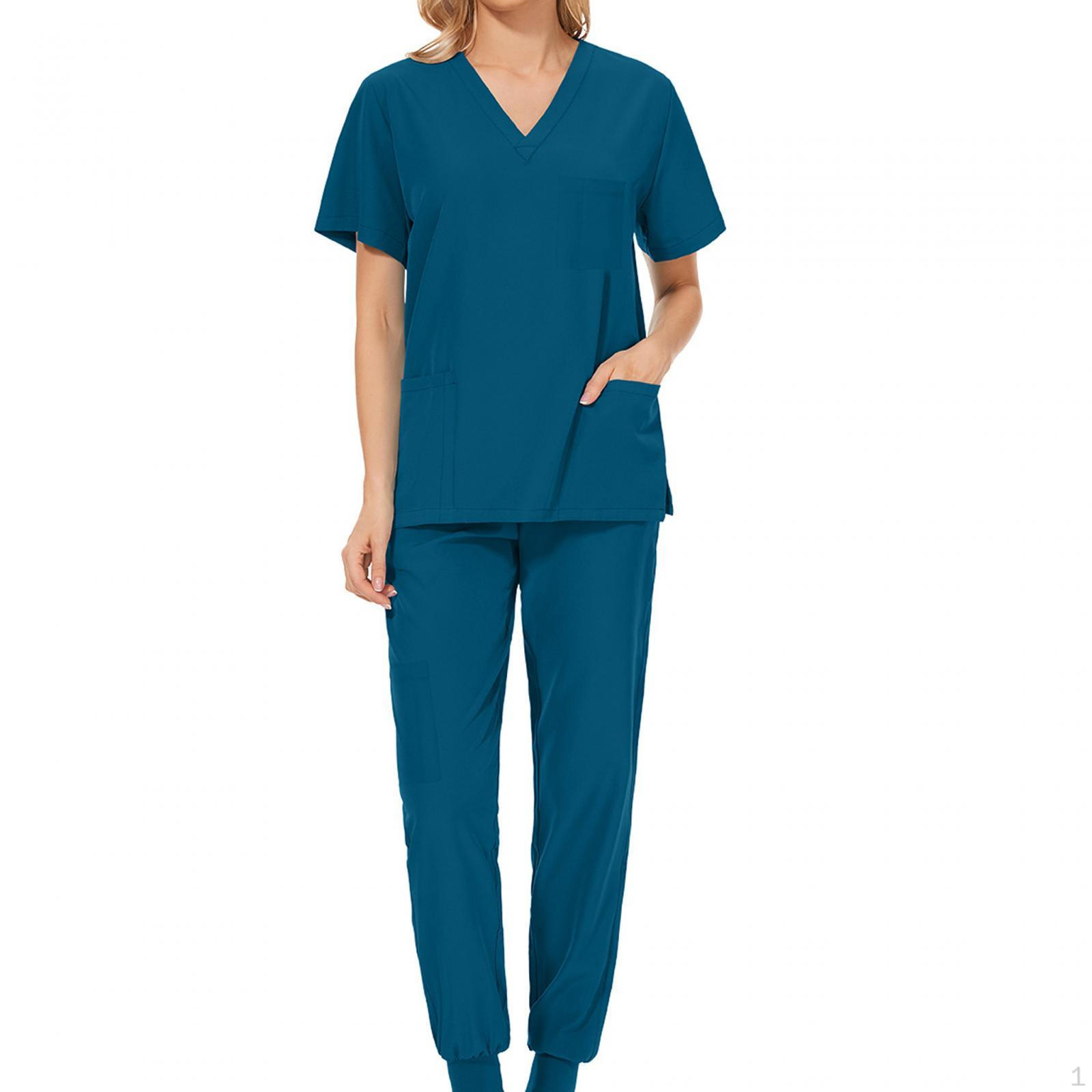 

Nursing Scrub Set Nurse Workwear Work Clothing Top and Pants for SPA Cosmetology