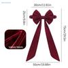 Burgundy Velvet Chair Bow Sash Christmas Holiday Party Chair Decor,Elastic Band for Easy Installation & Elegant Table Setting