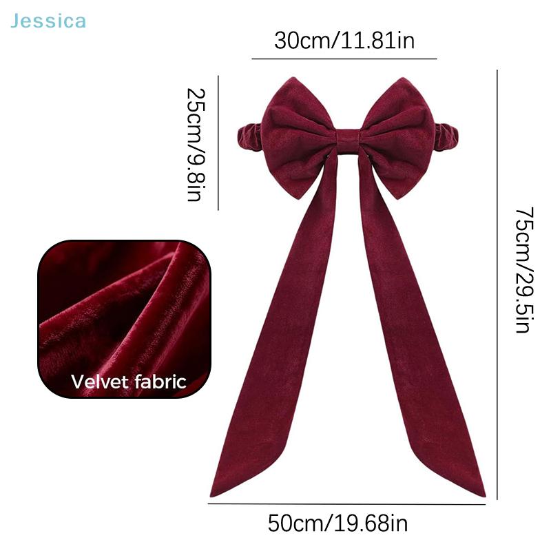 Burgundy Velvet Chair Bow Sash Christmas Holiday Party Chair Decor,Elastic Band for Easy Installation & Elegant Table Setting