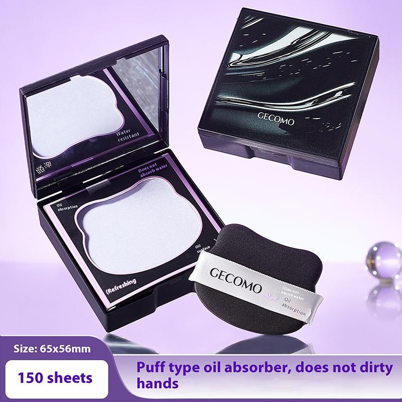 150 Sheets Extractable Oil Blotting Papers With Case Powder Puff Oil Absorbing Sheets Portable Face Blotting Papers For Make Up