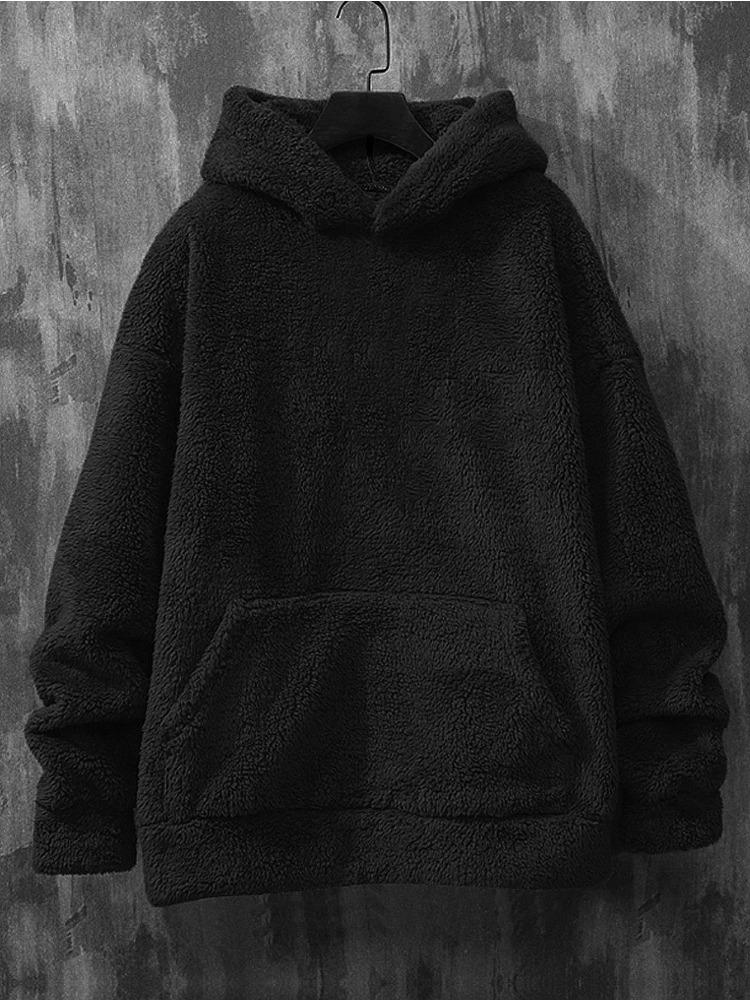 Autumn & Winter Slim Long-sleeved Coral Velvet Personality Wind Casual Men's Hooded Sweater Moisture Wicking Comfortable Skin-friendly Breathable Tops