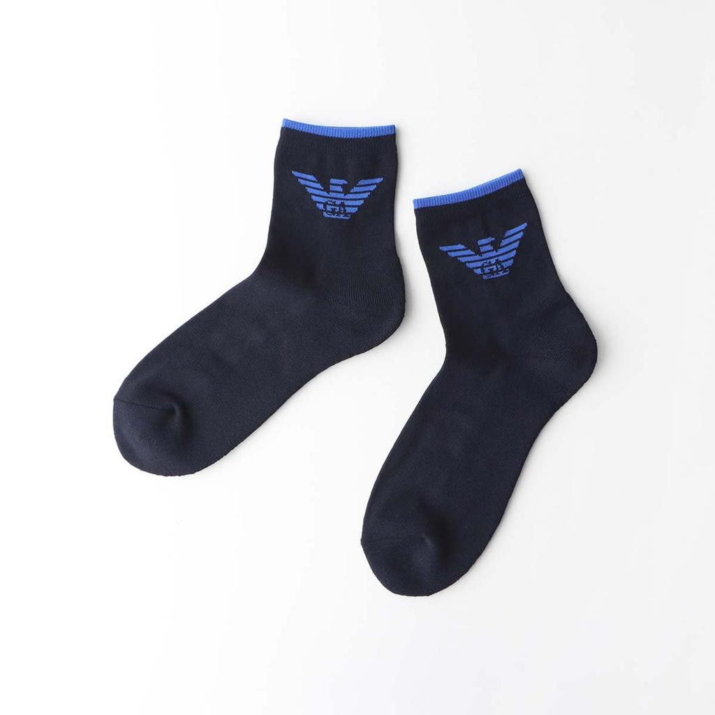 [Emporio Armani] 3-Pair Set - Emporio Armani Eagle Short-Length Casual Socks with Terry Sole - Made In Japan - Men's Socks - Gift - 92342719 (JP, Numb